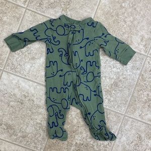 One piece baby boy elephant print thermal onesie